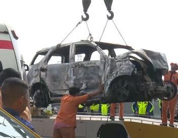 Foto: Kecelakaan Tol Jakarta Cikampek KM 58 (Tangkapan Layar CNN Indonesia TV)